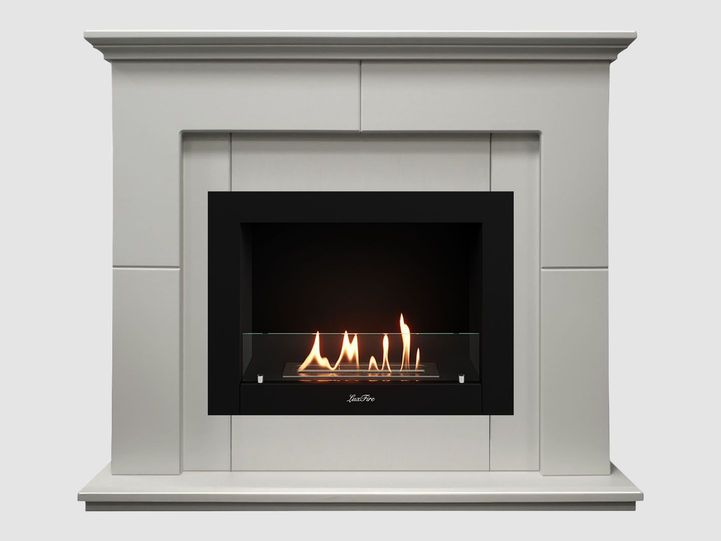 Каминный портал МДФ "Пьер 1300" с биокамином Lux Fire "Фаер Бокс 2-33" (белый) по цене 79 900 руб.