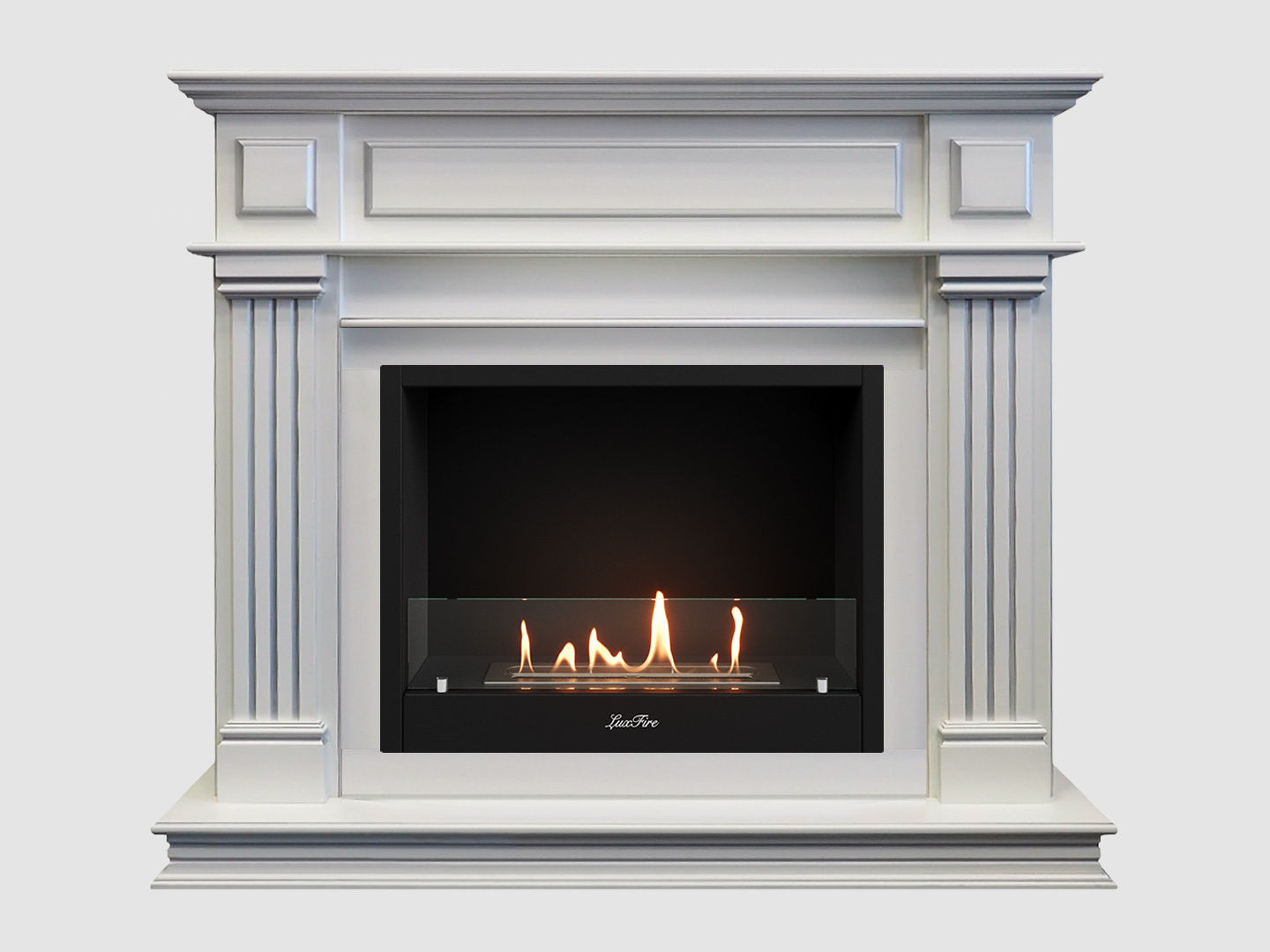 Каминный портал МДФ "Амелия 1050" с биокамином Lux Fire "Фаер Бокс 1 - 25.5" (белый) по цене 69 800 руб.